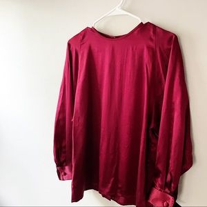 Vintage Lord & Taylor Burgundy 100% Silk Top | Size 4